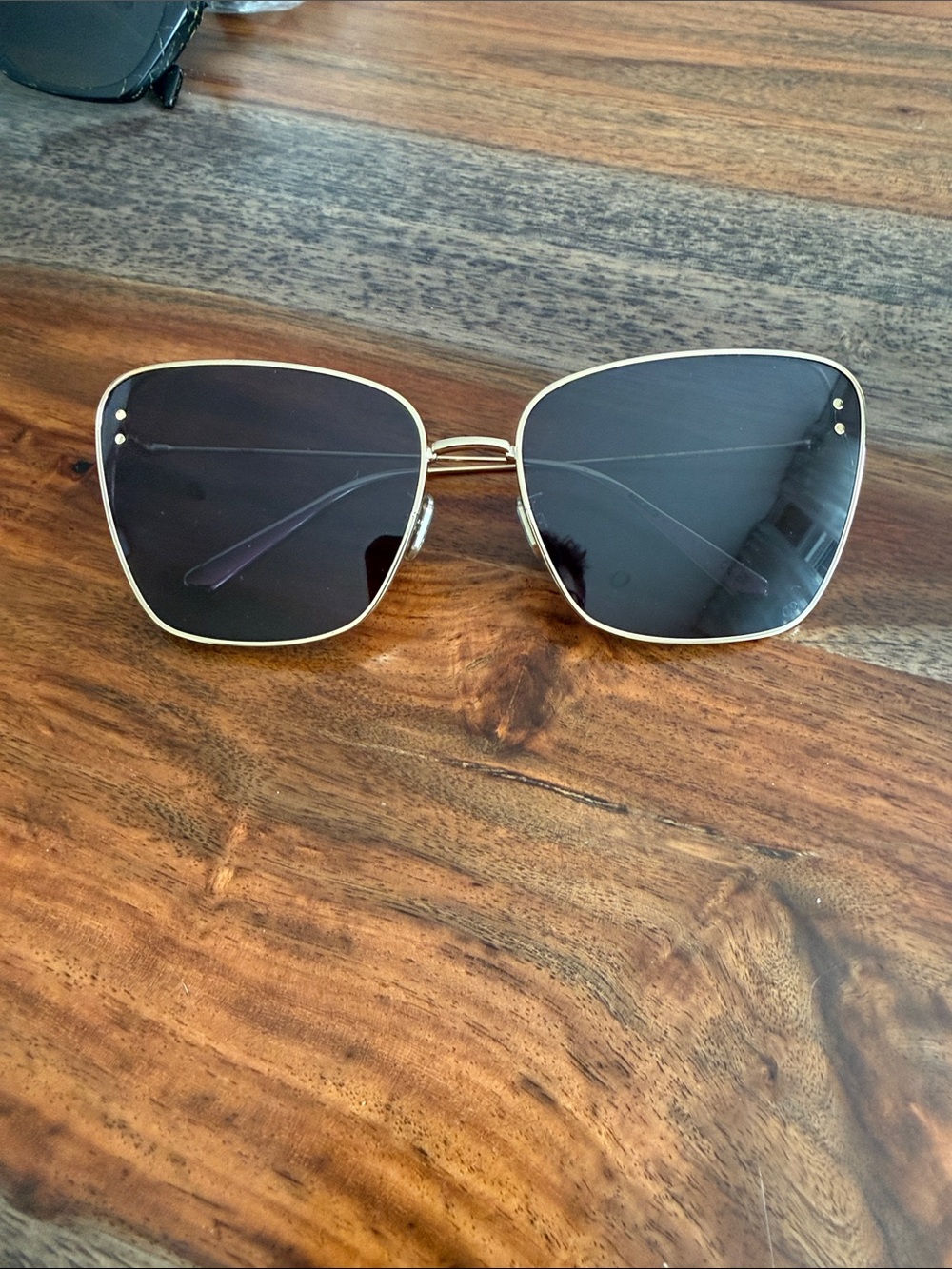 Dior Gold Frame Black Lens Women's Sunglasses